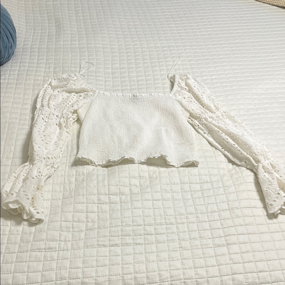 Dynamite White Lace Off-Shoulder Blouse